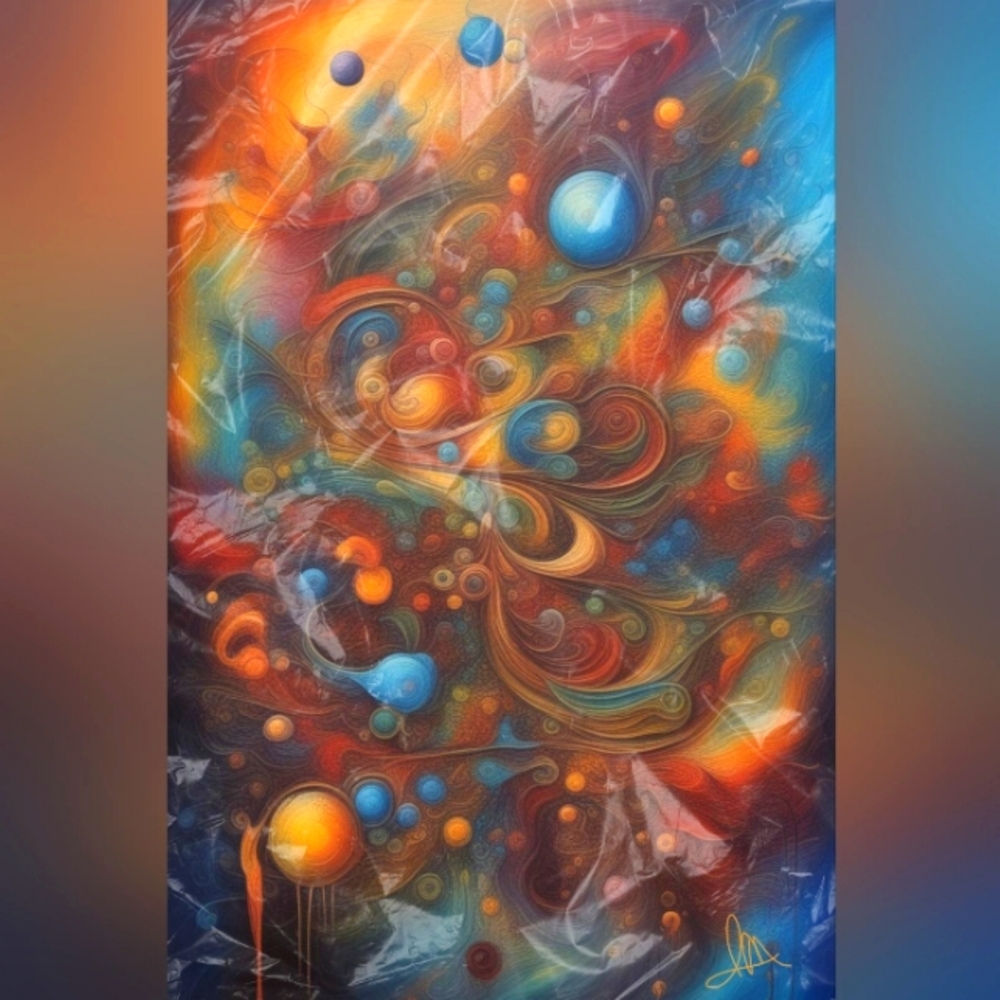 Good Vibes Universe Abstract oil painting